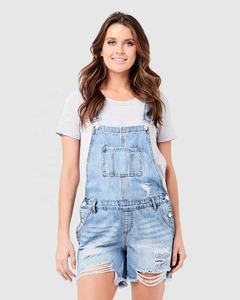 FLY HUMBLE SPORTSWEAR 2025 Combinaison de maternité grande taille pour femme, style été, short en jean déchiré, ensemble une pièce, combinaison moulante - Product Image 2