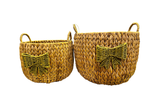 Handwoven Water Hyacinth Bohemian Eco-Friendly Versatile Storage <b>Baskets</b> Handles <b>for</b> Home Organization Indoor - Product Image 2