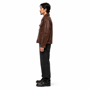Chaqueta de Motociclista de Cuero de Oveja Grueso y Extra Grande para Hombre, Estilo Arquitectónico Tipo III, Prenda Exterior Holgada, Personalizada OEM - Product Image 3