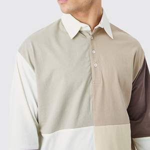 Men's Color Blocked Long Sleeve Casual <b>Shirt</b> Poplin Oversized Button Down <b>Collar</b> Full Sleeve Spring Wear - Product Image 6