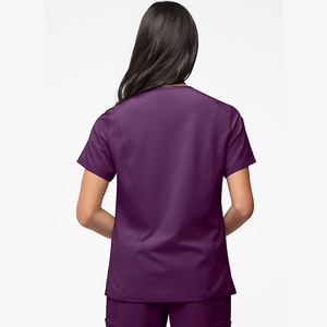 Venta al por mayor 2026 Nueva llegada Uniforme médico para mujer personalizado, liso, de corte ajustado, para verano, de tejido de estambre, cómodo y con protección contra picaduras de agujas, para hospital - Product Image 4
