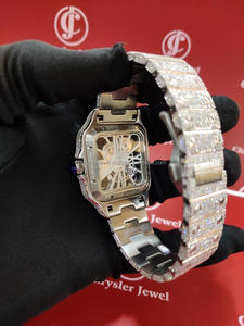 Nouveau 40MM glacé montre à Quartz en acier inoxydable étincelant réglage à la main avec VVS Moissanite bijoux de mode - Product Image 3