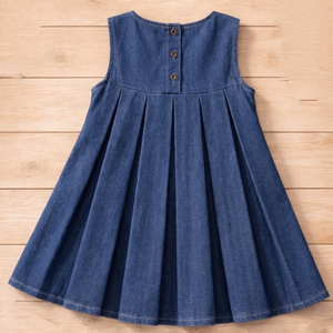 Vestido para niñas, vestido de mezclilla, vestido sin mangas para niños, vestido plisado, vestido línea A - Product Image 3