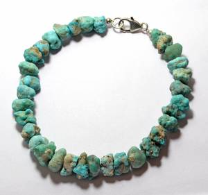Perles de pierres précieuses en turquoise brute non polie avec fermoir en argent sterling 925, vente en gros - Product Image 1