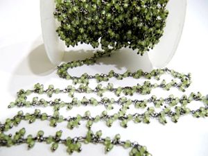 Genuine Peridot Rondelle Faceted 3mm beaded <b>Wire</b> Wrapped Cluster Dangling Chain Jewelry Making gemstone chain - Product Image 2