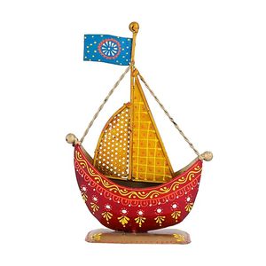 Barco Decorativo Artesanal de Hierro Tradicional con Diseño Impreso a Color, Ecológico, para Decoración de Escritorio y Ocasiones como Diwali - Product Image 3