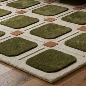 Tapis de luxe moderne en laine unie verte, tufté à la main, extra épais, adapté aux animaux domestiques, pour salon et chambre à coucher, décoratif - Product Image 1