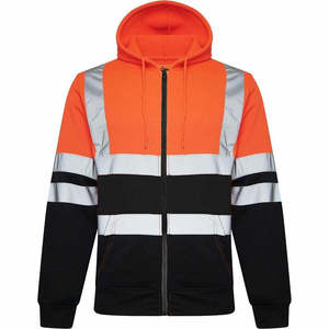 Men's <b>Hi</b> <b>Vis</b> Hooded Sweatshirt Reflective Safety <b>Jacket</b> Yellow <b>Orange</b> Black Workwear - Product Image 2
