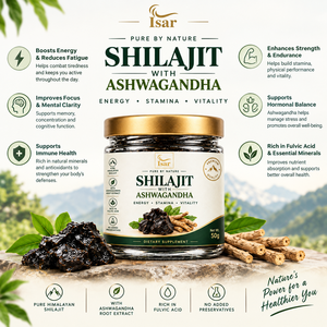 Résine de Shilajit de l'Himalaya 50g avec Ashwagandha, 100% naturelle, en vrac, provenant d'Inde, pour soutenir l'énergie et la résistance. - Product Image 2