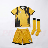 Conjunto de Uniforme de Fútbol Personalizado, Camiseta y Pantalones Cortos de Poliéster Sublimado, Uniforme de Fútbol de Poliéster Interlock
