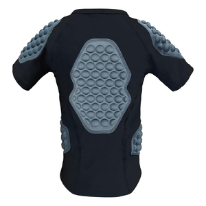 Padded Compression Shirt Black Short Sleeve Zipper Front Unisex Football Protective Gear Fitted Neoprene Adult Apparel - Product Image 2
