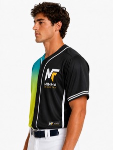 Maillot de baseball respirant personnalisé pas cher à 2 boutons, sublimation, vente en gros, vêtements de sport pour baseball et softball - Product Image 3