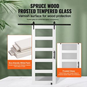 8-in-1 32 \ "X 84 \" Kit di ferramenta per porta da fienile in legno, vetro smerigliato, vetro scorrevole - Product Image 3