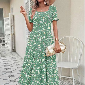 Vestido de vacaciones tropicales para mujer, informal, con estampado floral, ligero, para la playa, para viajes de verano - Product Image 4