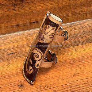 Portador de bandera de cuero mecanizado a mano duradero con Bota de bandera de estribo para sillines de caballo, accesorios de soporte de bandera para entrenamiento de caballos - Product Image 4