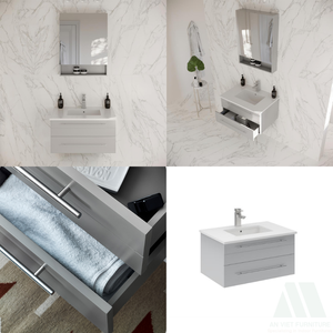 Gabinetes de Madera con 1 Estante y Tiradores Metálicos para Baño - Muebles para el Hogar Modernos, Listos para Armar, Fácil Montaje - Product Image 6