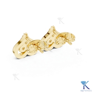 Lab Grown Diamond Open Heart <b>Stud</b> Earrings 3 Stone Cluster 18K Solid Gold Fine Women Jewelry Wedding Bridal Anniversary Gift - Product Image 6