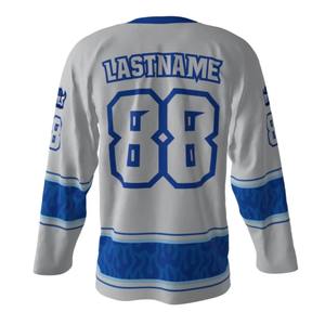 Maillots de hockey professionnels sur mesure de haute qualité, ensembles de survêtements anti-humidité 100 % polyester à col en V, vente en gros pour adultes - Product Image 2
