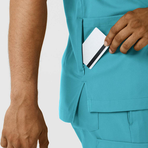 Tenue d'hôpital élégante et tendance, ensemble de blouses d'infirmière personnalisées, pantalon de jogging extensible en spandex, haut à col en V, uniforme médical en polyester - Product Image 5