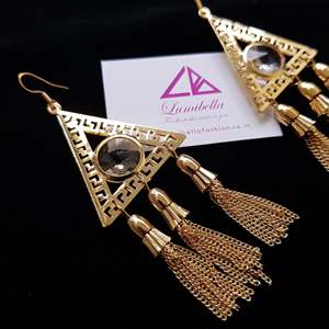 Triangle Gold Polish Statement Fashion Earrings - Product Image 1