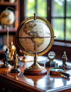 Globe terrestre vintage avec support en bronze |   Carte du monde classique pour la décoration intérieure, design de qualité supérieure, design luxueux - Product Image 3