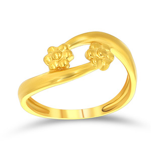 Luxury Gold Plated Double Flower Open <b>Adjustable</b> <b>Ring</b> for Women Elegant Floral Minimalist Finger <b>Ring</b> Daily Wear Fashion Jewelry - Product Image 1
