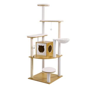 Torre para Gatos de Múltiples Niveles de 68.9 Pulgadas con Perchas Acogedoras, Rascador de Sisal y Centro de Actividades, Mueble para Gatos - Product Image 1