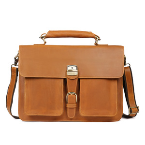 Sac rigide en cuir Crazy Horse pour homme, sac messager rétro, sacoche classique de grande capacité en cuir véritable pour ordinateur portable de 15 pouces - Product Image 2