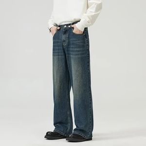 Men Loose Baggy <b>Denim</b> <b>Jeans</b> Cotton Spandex Blend Men Faded <b>Blue</b> Wide Leg Oversized <b>Denim</b> <b>Jeans</b> - Product Image 2