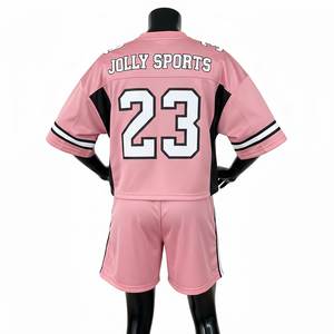 Ensemble short et maillot de football pour femmes, qualité supérieure, polyester, panneaux latéraux rose et noir, logo personnalisé, ensembles pour femmes 100% coton - Product Image 2