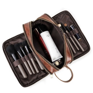 2026 New Design <b>Large</b> Leather Zipper Closure Soft Handle <b>Cosmetic</b> Dopp Kit <b>Bag</b> for Men and Women - Product Image 2