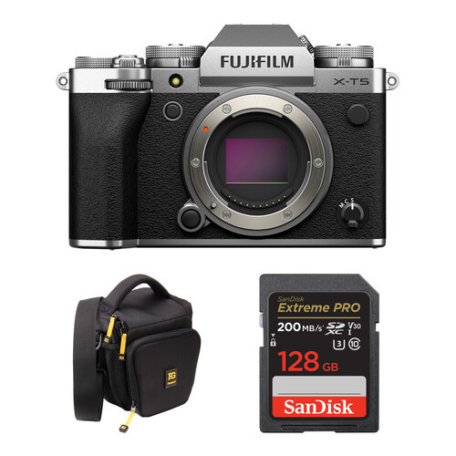 X-T5 Mirrorless Digital Camera with Fujinone XF 16-80mm F/4 R OIS WR Lens 8K Video Resolution CCD Photography Silver