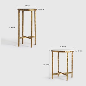 Mesas de Centro Modernas de Metal Cepillado con Tapa de Mármol, Muebles Contemporáneos para Sala de Estar - Product Image 4