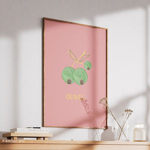 ศิลปะติดผนังวันหยุด, โปสเตอร์ภาพประกอบมะกอกมินิมอลสีเขียวน่ารัก, ภาพพิมพ์บนผ้าใบตกแต่งผนังห้องครัวแบบมินิมอล - Product Image 3