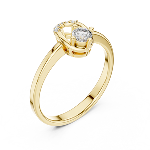 Luxury Round Cut Moissanite Cluster Engagement Ring 18K Yellow Gold Alloy <b>Horseshoe</b> Prong Setting Bridal Ring for Women - Product Image 2