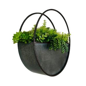 Macetas Redondas Modernas de Metal Negro para Pared, Macetas Colgantes de Hierro para Decoración Interior y Exterior del Hogar, Exhibición de Plantas Montadas en la Pared Estilo Rústico - Product Image 1