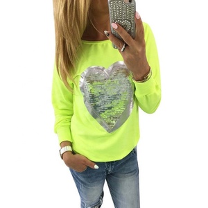 2026 SPRING STREETWEAR SWEATSHIRTS WOMEN LOVELY SEQUINED HEART TRACKSUITS PULLOVERS CASUAL LONG SLEEVE <b>TUNIC</b> <b>JUMPERS</b> UNDERSHIRT - Product Image 2