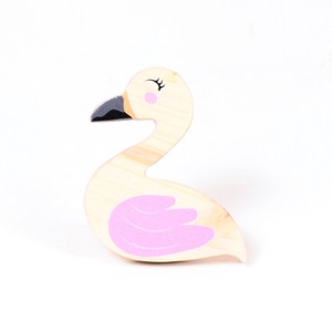 Boutons de meuble modernes faits à la main en bois de pin, en forme de flamant rose, pour tiroirs, poignées de porte de commode, poignées de placard, boutons pour chambre d'enfant - Product Image 1