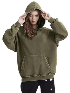 Sweat-shirt à capuche unisexe surdimensionné en coton épais 100 % délavé à l'acide, style streetwear vintage, à manches longues, personnalisable pour l'hiver - Product Image 6