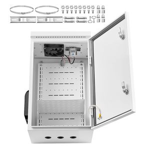Caja de Conexiones Eléctrica para Exteriores, Acero Laminado en Frío, IP65, Ventilada, con Cubierta Protectora contra la Lluvia para Termostato y Ventilador - Product Image 1