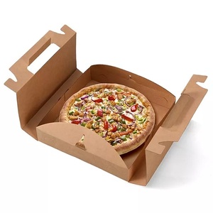 Boîte à pizza personnalisée en papier kraft pliable avec poignée, logo estampé à chaud, forme ovale, emballage alimentaire jetable, design à fentes - Product Image 3