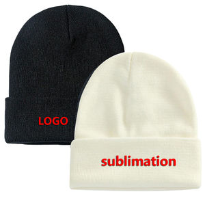 Unisex Knitted Beanie Hat Solid Color 100% Acrylic Sublimation Print <b>Winter</b> <b>Cap</b> Casual Style Adult Size 56-58CM - Product Image 1
