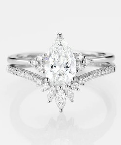 18K Gold Plated 925 Sterling Silver Pear Cut Bridal Moissanite Engagement Wedding <b>Ring</b> <b>Dainty</b> Jewelry for Women - Product Image 3