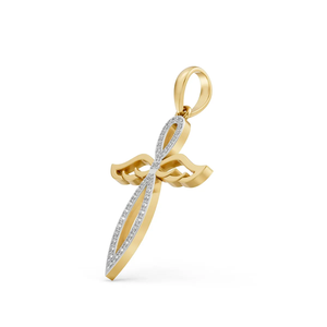 Pendentif Croix Ailes d'Ange en Or Rose 10K Certifié IGI avec Diamant de Laboratoire Plaqué Rhodium 0.20 CTW Taille Brillant Élégant pour Mariage - Product Image 5