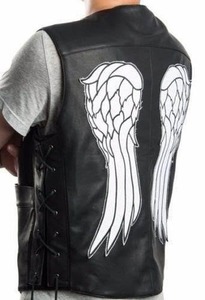 Chaleco de Cuero Estilo Daryl Dixon con Cordones Laterales para Motociclistas, Chaleco de Cuero Genuino para Hombre con Espacio Oculto para Portar Objetos - Product Image 2