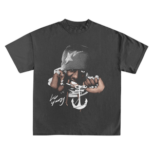 T-shirt Rétro Hip-Hop Américain et Européen en Coton Lavé à Manches Courtes Imprimé Tricoté pour Hommes et Femmes, Style Urbain Oversize pour Couples - Product Image 4