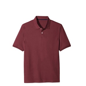 Polo en tricot à manches courtes pour homme, couleur unie, coupe classique, style décontracté, bordeaux - Product Image 1