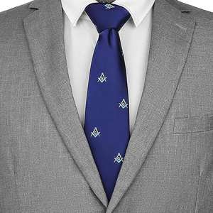 Corbata de Hombre con Diseño Personalizado Multicolor, Patrón Floral, Corbatas de Seda con Accesorios Masónicos de Escuadra y Compás - Product Image 2
