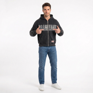 Custom Graphic Men's <b>Black</b> Zip-Up <b>Hoodie</b> With Jason Voorhees Print Oversized Streetwear French Terry Hooded Sweatshirt Autumn - Product Image 5