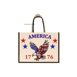 Sacs fourre-tout personnalisés en bambou fait main avec poignée ouverte, motif étoile du 4 juillet, perles de qualité durable, couleurs personnalisées pour femmes - Product Image 3